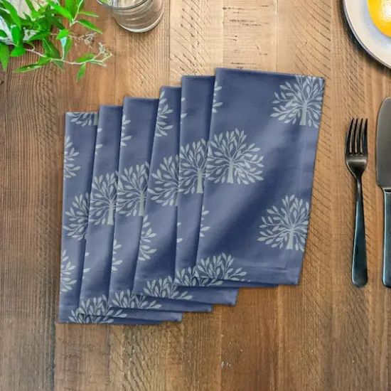 Blooming Bush Cotton Twill Napkin Navy {4}