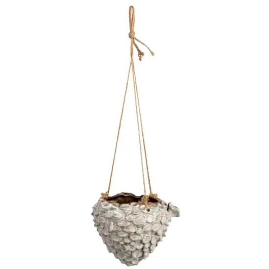 Hello Honey&reg; 7.5" Ivory Hanging Stoneware Seashell Planter with Rope {5}