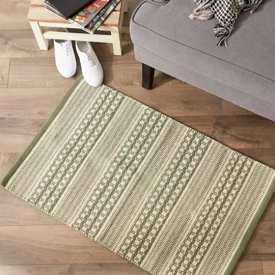 DII&reg; Artichoke Green Dobby Stripe Hand-Loomed Rug, 2ft. x 3ft. {6}