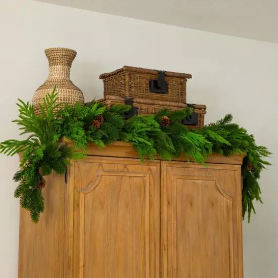 6ft. Artificial Mixed Pine and Norfolk Garland with Pinecones {6}