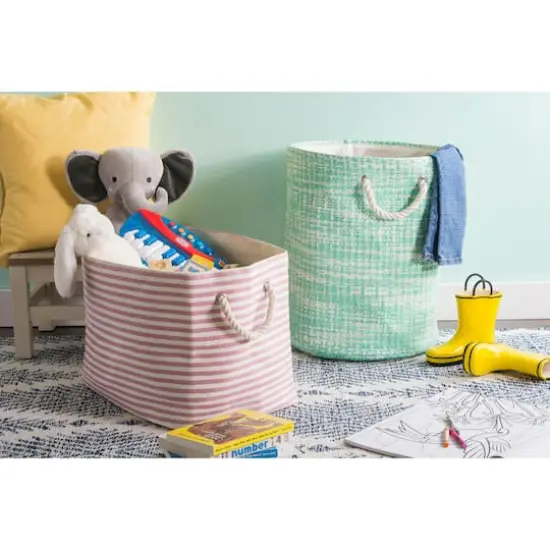 DII&reg; 20" Pinstripe Woven Paper Storage Bin Black {5}