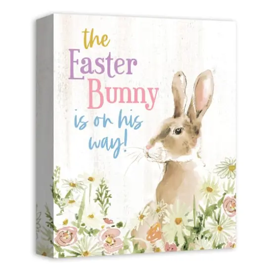 Easter Bunny On His Way 11" x 14" Canvas Wall Art {3}