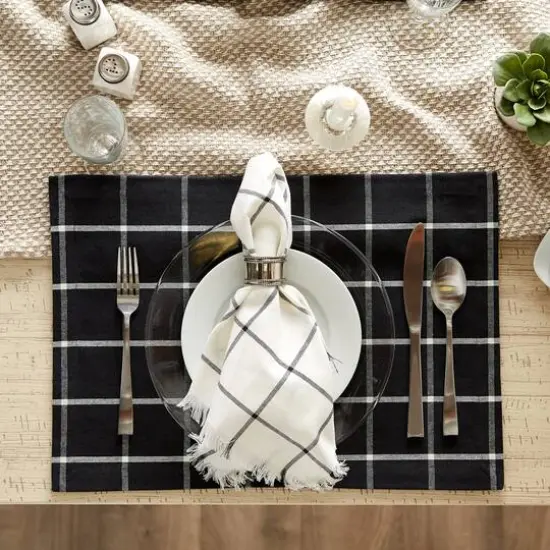 DII&reg; Black Check Fringed Cloth Dinner Napkins, 6ct. {9}