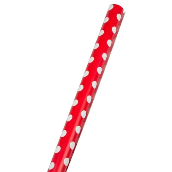 JAM Paper Red with White Dots Gift Wrap, 2ct. {5}