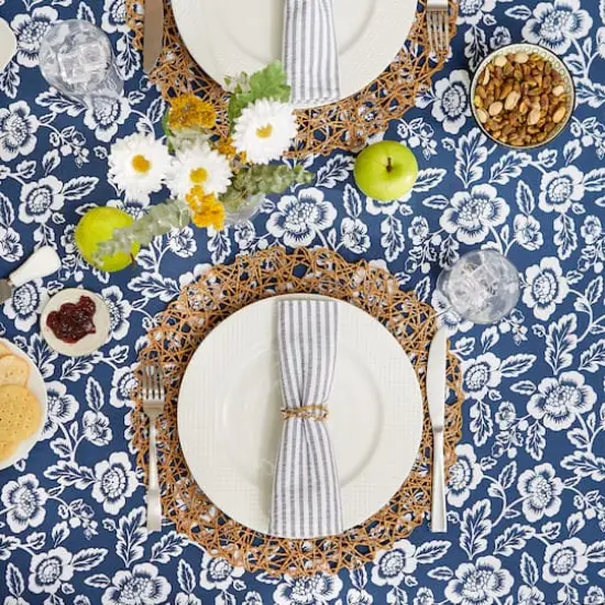 Nautical BlueFloral Print Outdoor Tablecloth, 60" Round {5}