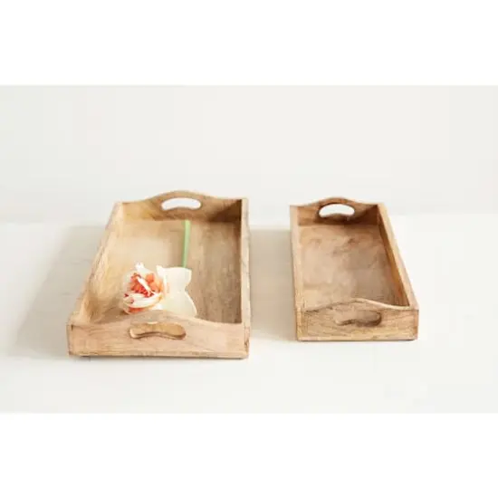 Hello Honey&reg; Rectangle Mango Wood Trays Set {3}