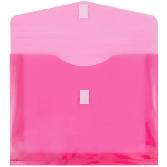 JAM Paper 9.75" x 13" Plastic Hook & Loop Closure Envelopes, 12ct. Fuchsia Pink {4}