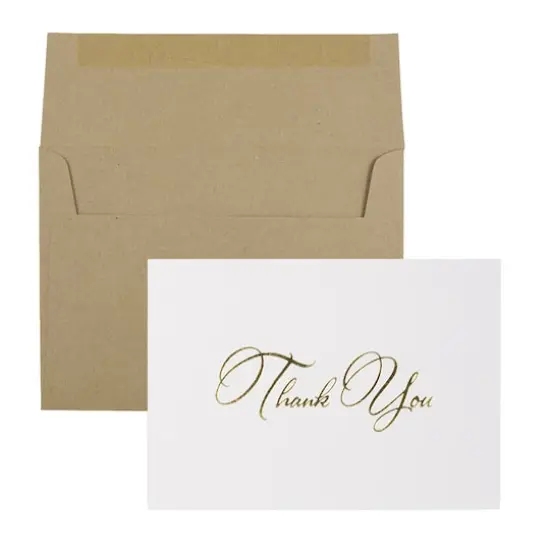 JAM Paper Thank You Card Set with Gold Script, 25ct. Brown Kraft {1}