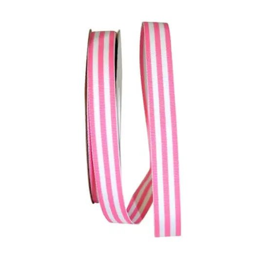 The Ribbon Roll 5/8" x 25yd. Grosgrain Stripes Ribbon Pink {1}