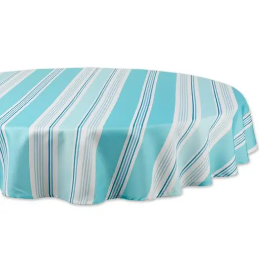 DII&reg; Beach House Stripe Print Outdoor Tablecloth 60 Round {1}