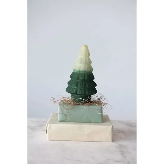 Hello Honey&reg; 8.75" Frosted Green Ombre Glass Tree with Seed Beads {3}