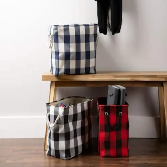 DII&reg; Medium Buffalo Check Polyester Rectangle Bin Black/White {5}