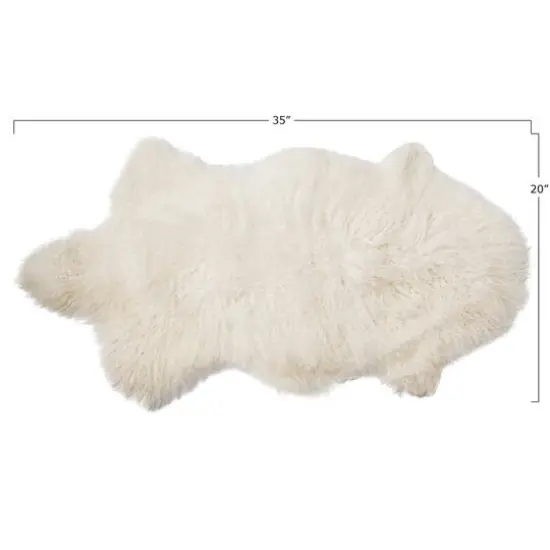 Hello Honey&reg; White Natural Mongolian Lamb Fur Rug, 35" x 20" {4}