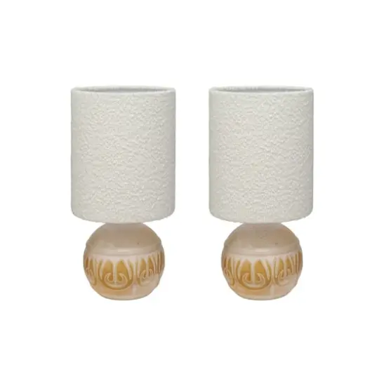 Hello Honey&reg; 15.75" Yellow & Cream Sunlit Embossed Stoneware Table Lamp, 2ct. {4}