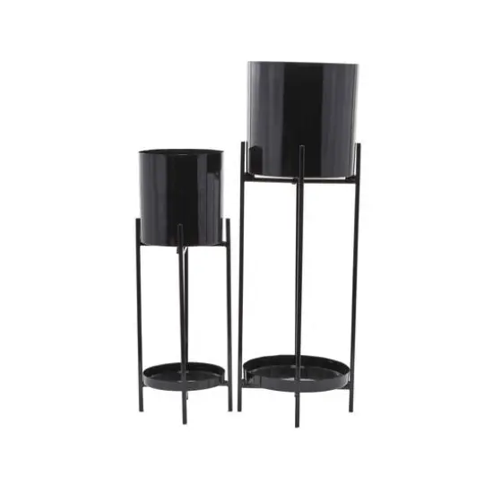Black Contemporary Planter, Set of 2" 24", 32" {8}