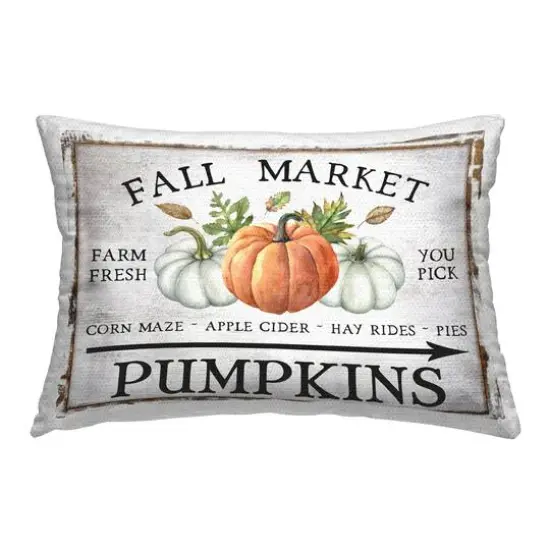 Stupell Industries Fall Market Pumpkins Outdoor Printed Pillow {1}