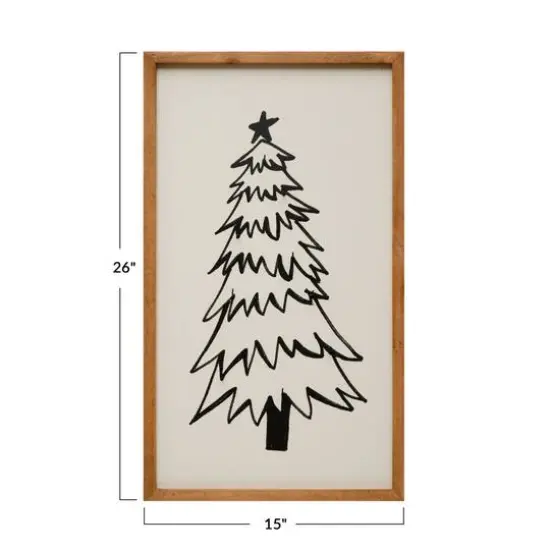 Hello Honey® 26" Black & White Tree with 9 Hooks Wood Framed Wall Décor {4}