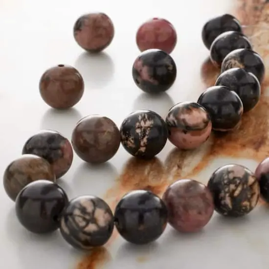 Brown & Black Rhodonite Round Beads by Bead Landing&trade; {3}