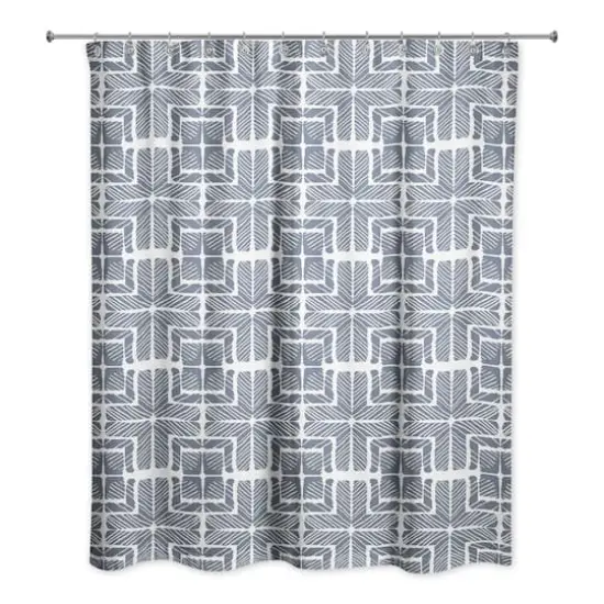 Shibori Squares Shower Curtain Slate {3}