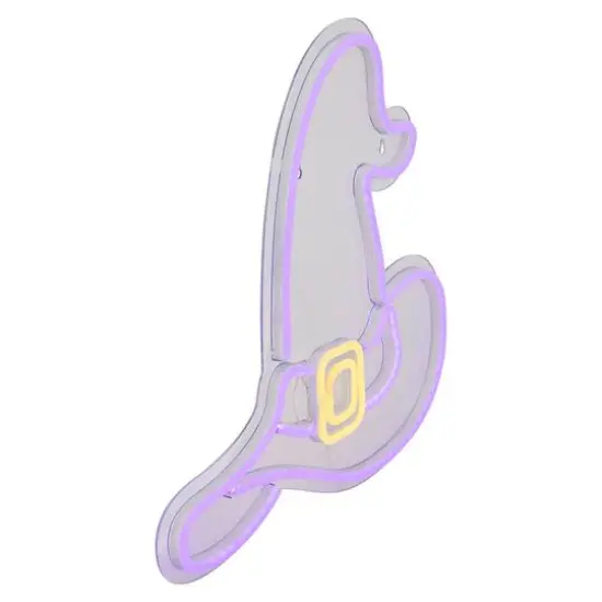 15" Purple LED Neon Style Witch Hat Halloween Window Silhouette {5}