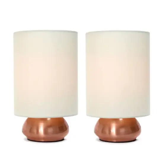Simple Designs&trade; 2-Pack Mini Touch Lamps with Shades Rose Gold Base and Cream Shades {6}