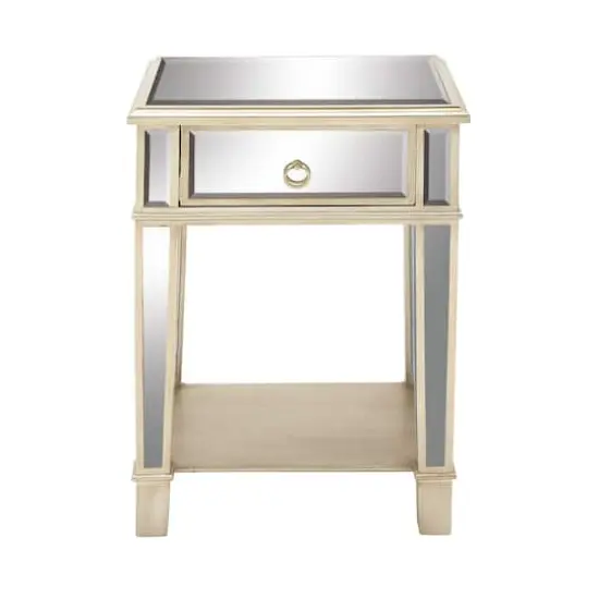 27" Beige Chinese Fir Glam Accent Table {1}