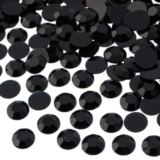 John Bead Acrylic Round Flat Back Rhinestones, 10mm Black {1}
