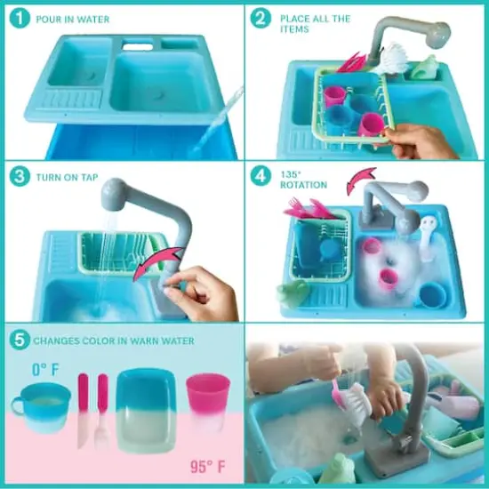 The Bubble Factory SPLASHFUN Wash-up Kitchen Sink Play Set {8}