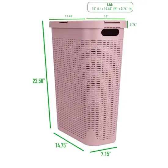Mind Reader 23.5'' Slim Laundry Hamper with Cutout Handles Pink {4}