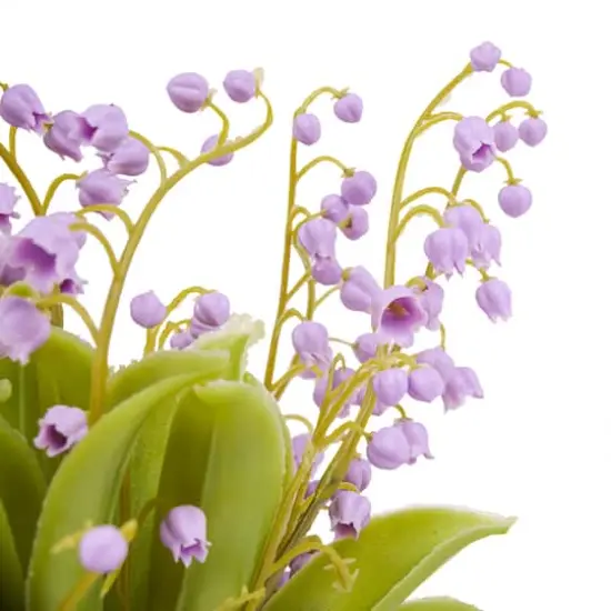 11" Lily-Of-The-Valley Flowers In White Basket Mauve {5}