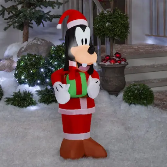 4ft. Airblown&reg; Inflatable Christmas Goofy in Santa Suit {4}