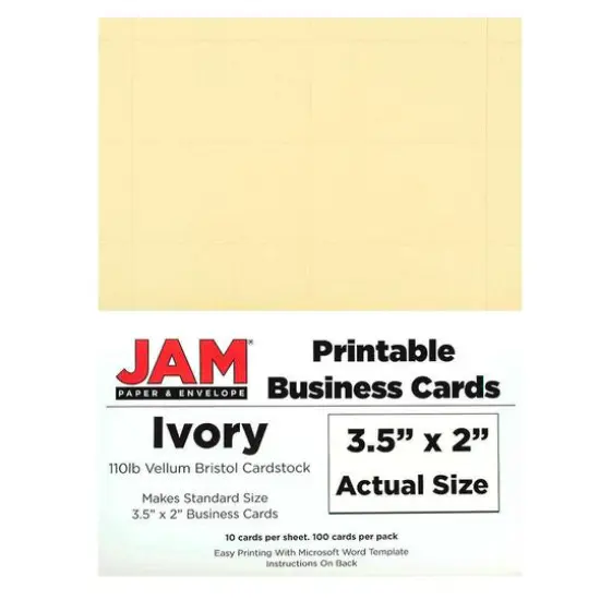 JAM Paper 3.5" x 2" Printable Business Cards, 100ct. Ivory {2}