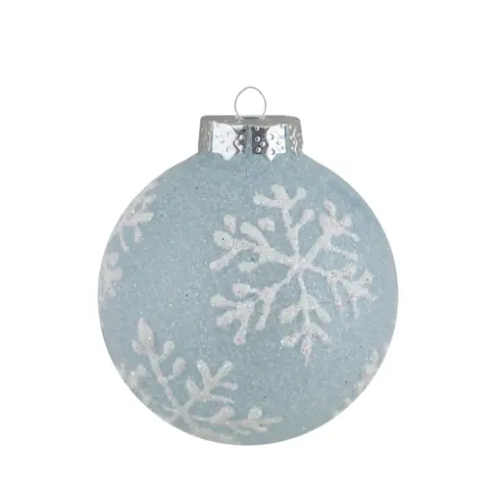 12ct. 2" Light Blue Glitter Textured Glass Ball Ornaments {4}