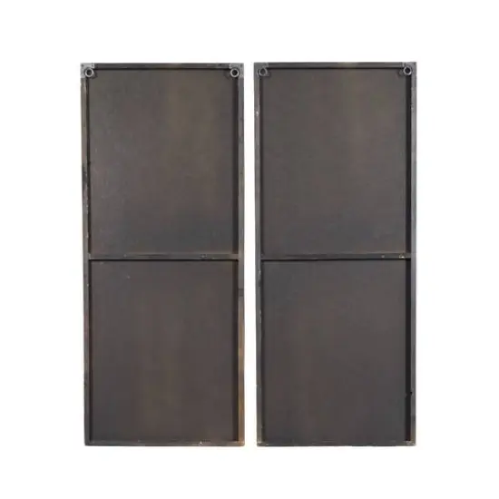 32" Brown Wood Contemporary Wall Mirror Set {6}