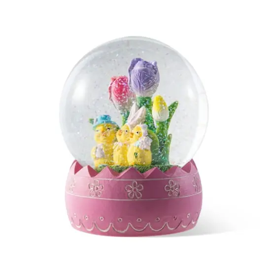 Glitzhome&reg; 5" Easter Chick Family Waterglobe {7}