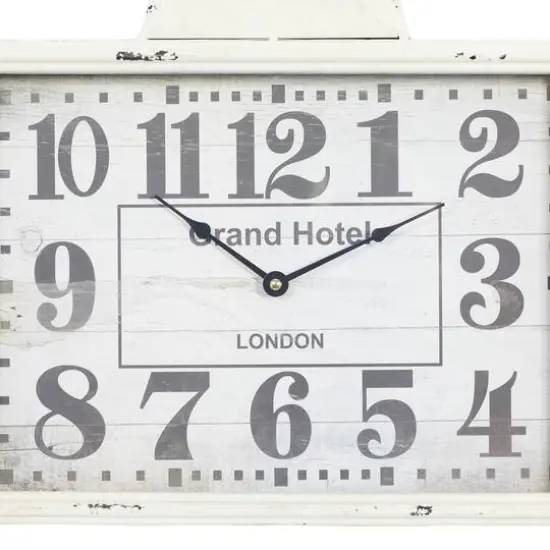 16" White Metal Vintage Wall Clock {5}