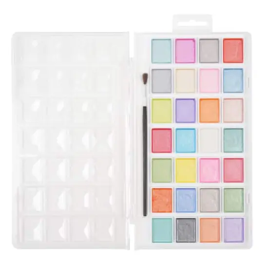 28 Color Pearlescent Watercolor Cake Set by Artist's Loft&trade; Necessities&trade; {1}