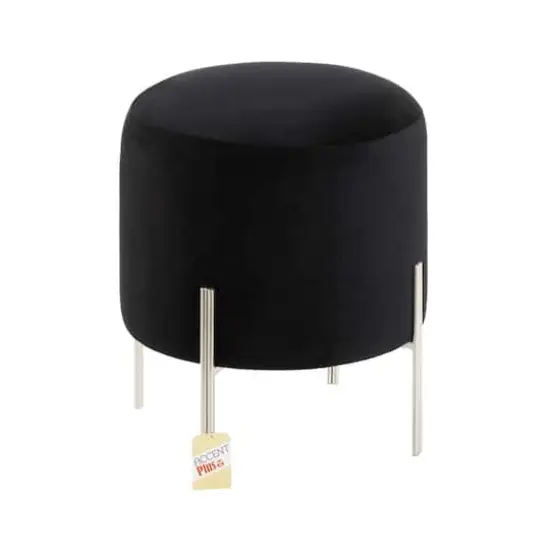 18" Modern Black Velvet Stool {3}