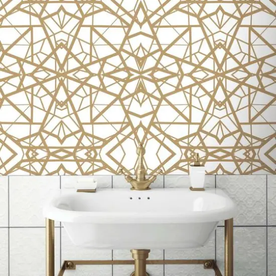 RoomMates White & Gold Shatter Geometric Peel & Stick Wallpaper {8}