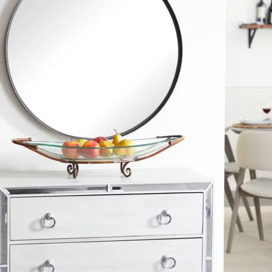 Brass Glass and Metal Modern Serving Bowl, 6" x 30" x 12" {11}