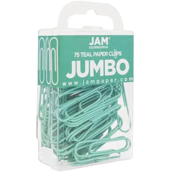 JAM Paper Jumbo Paper Clips Teal {4}