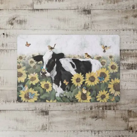 18" x 27" Cow Sunflowers Birds Butterflies Floor Mat {3}