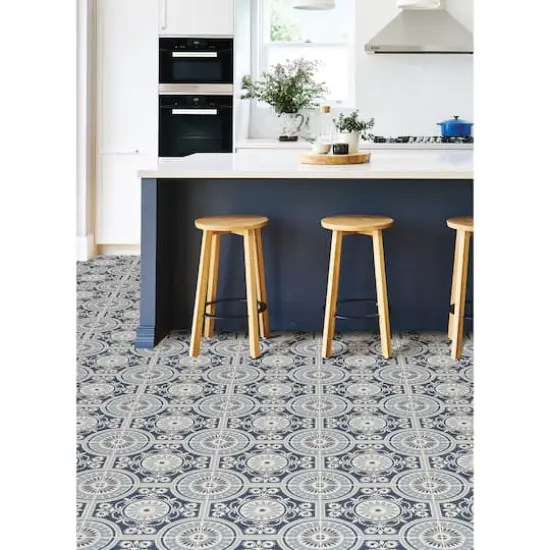 FloorPops Ezra Peel & Stick Floor Tiles Blue {4}