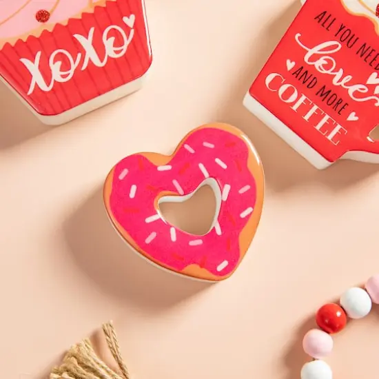 Glitzhome® Valentine's Wooden Cup Cakes & Heart Table Décor Set {7}