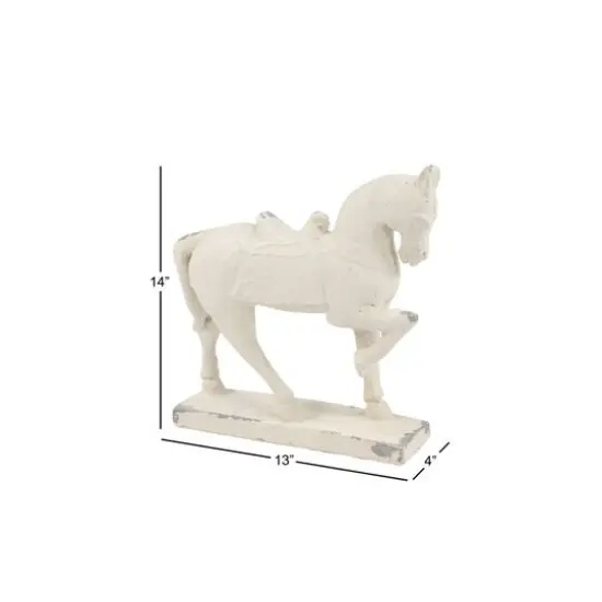 14" White Fiberglass Vintage Horse Sculpture {10}