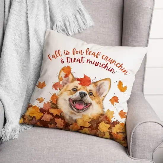 Fall Corgi 18" x 18" Indoor / Outdoor Pillow {3}
