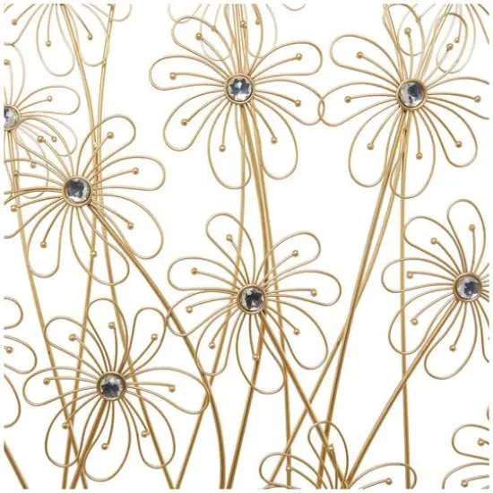 5ft. Gold Metal Tall Floral Sculpture with Crystal Embellishments {5}