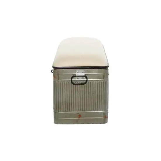 Grey Iron & Fabric Farmhouse Bench {5}