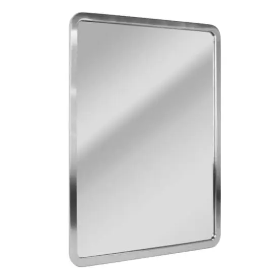 Head West Brushed Nickel 24" x 30" Rounded Edge Framed Accent Vanity Mirror {1}