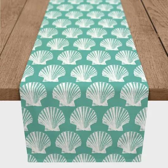 Shells Indoor/Outdoor Table Runner Shells On Teal {4}